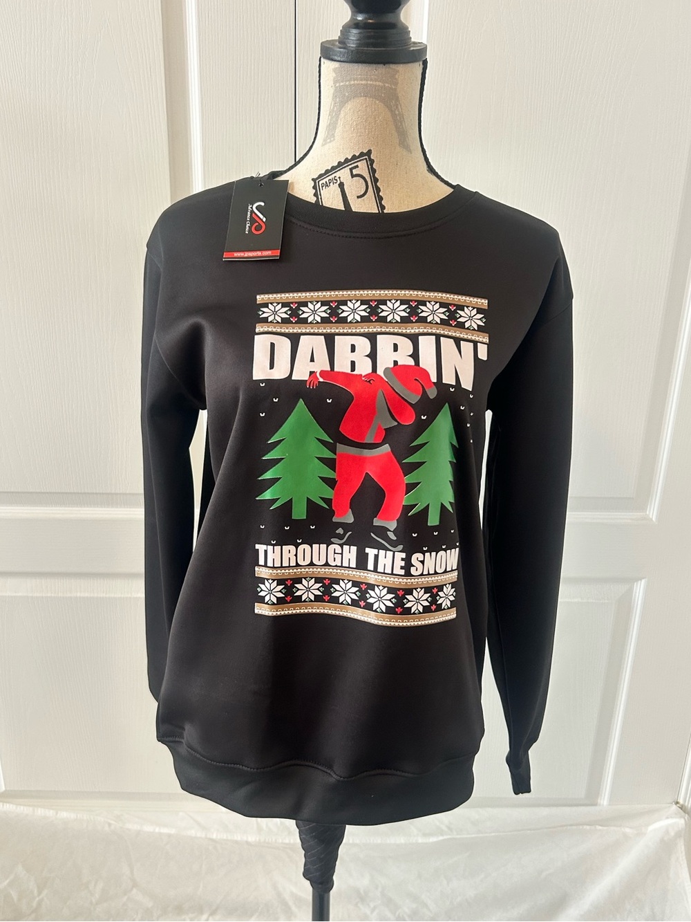 Men's Black Dabbing Santa Crewneck Sweater
